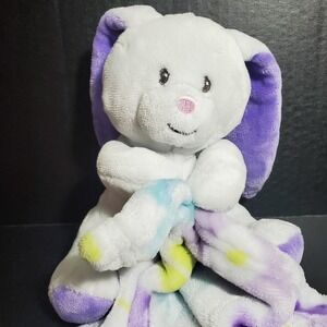 Little Miracles Bunny Rabbit Plush W/Blanket Purple Blue Flowers Costco Lovey